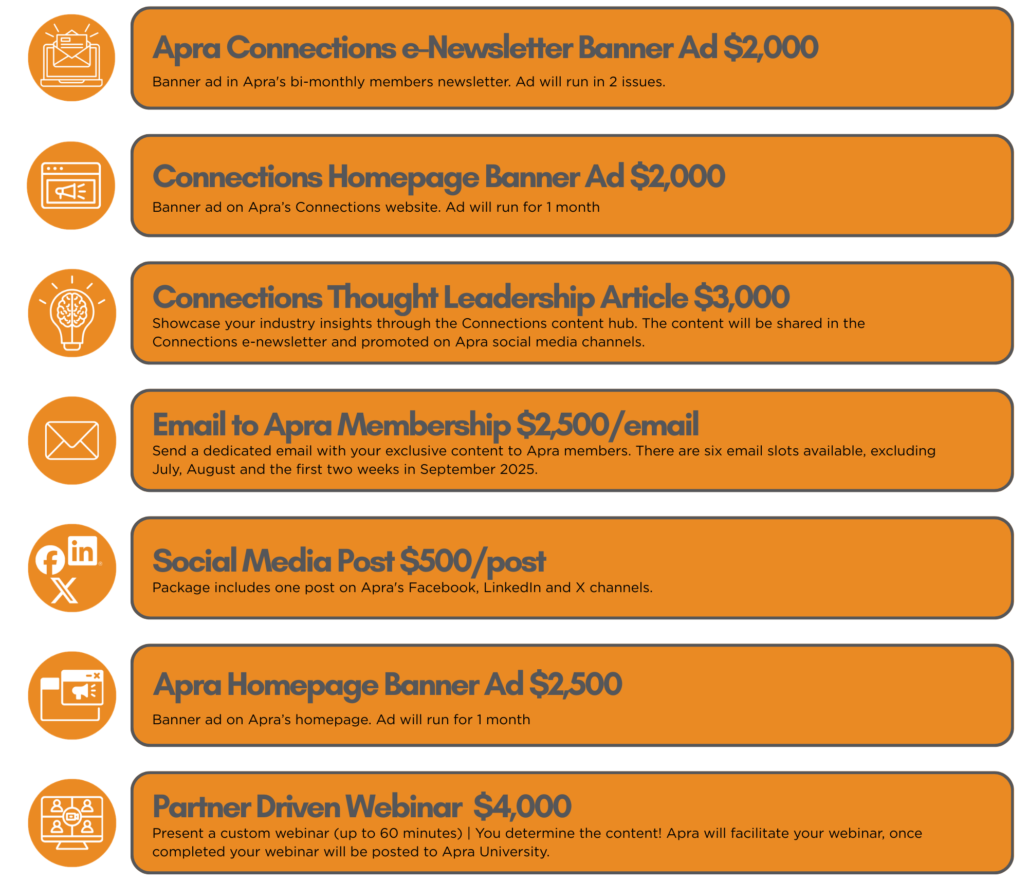 2026 Apra Sponsorship Opportunities